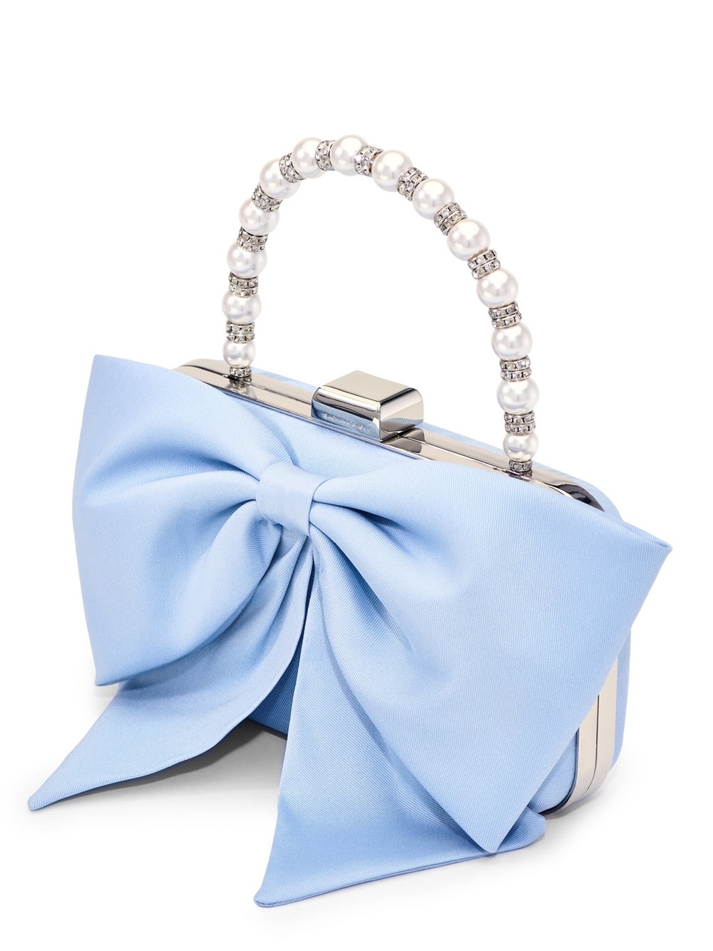 Sachin + Babi Powder Blue Bow Clutch with Pearl Handle